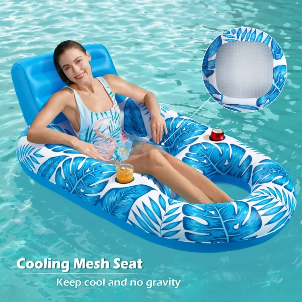Inflatable Pool Float Adult - Raft Floating Chair for Swimming Pool, Lake Lounge Float.