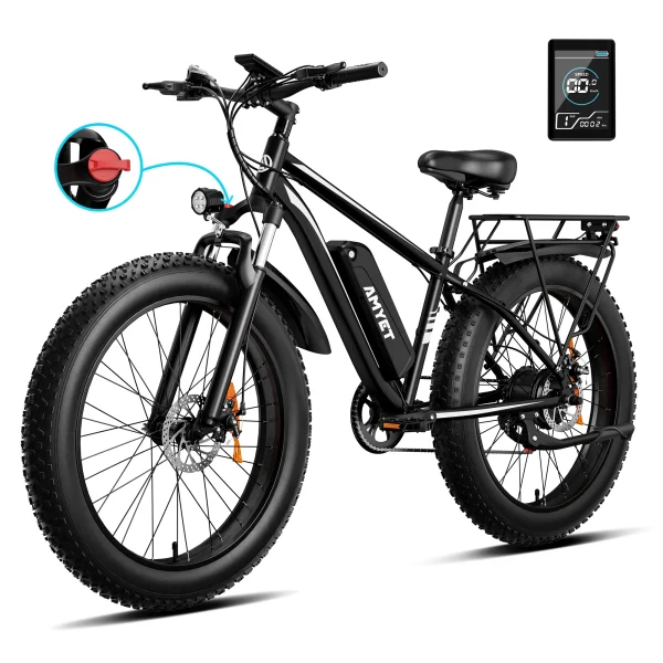 Electric Fat Tire Mountain Bike 31mph 1500W 48V 15AH e bike 26"