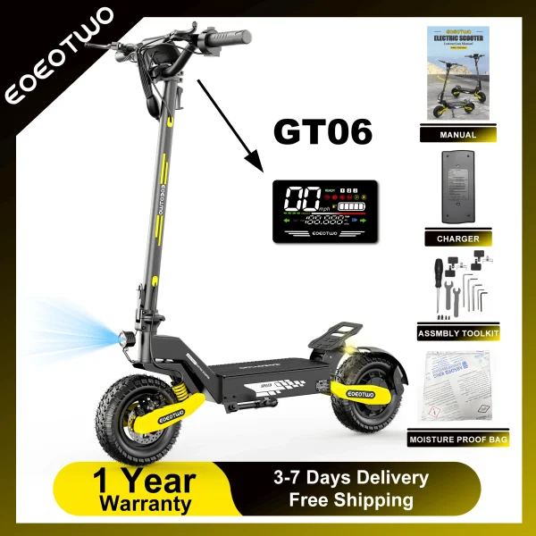 1200W Off Road Long Range Electric Scooter for Adults 48V 30MPH Fast Speed 11" Tubeless Tire Foldable Kick Scooter